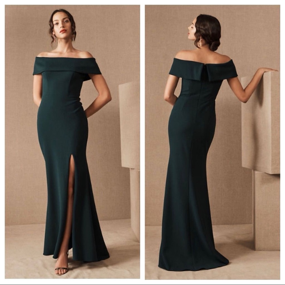 Anthropologie BHLDN Delice Off-Shoulder Dress – Dark Emerald US 6 / UK 10